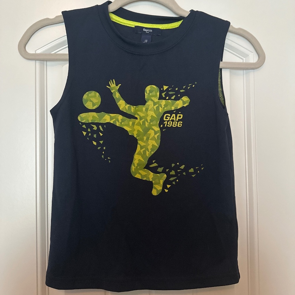 Gap Kids navy sleeveless soccer graphic tank size S